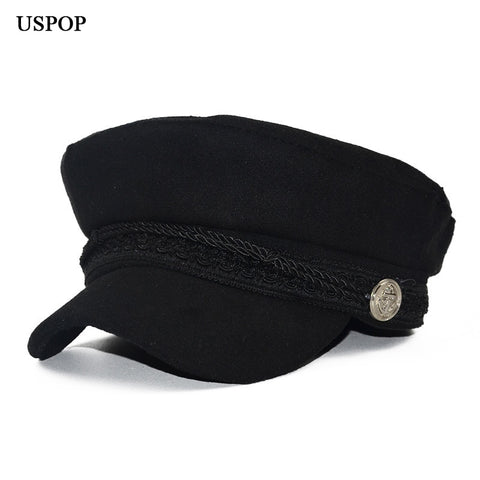 USPOP 2019 hot Autumn fashion women's wool hat British style warm retro newsboy caps military octagonal cap female visor caps