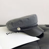 Fashion PU Leather Military Hat Autumn Winter Wool Sailor Hat For Women Men Black  flat top  Female travel cadet hat Captain Cap