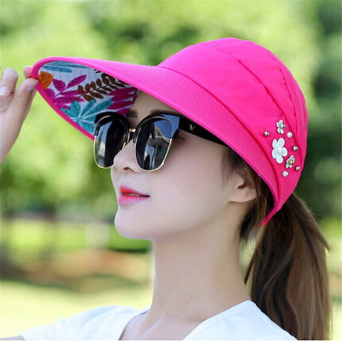 Sun Hats for Women Visors Hat Fishing Fisher Beach Hat UV Protection Cap Black Casual Womens Summer Caps Ponytail Wide Brim Hat 2 Rose Red